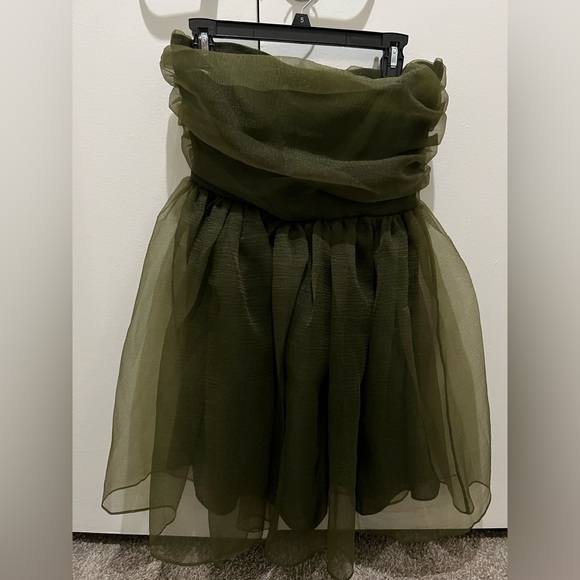 NWT Valeria Organza Dress - Olive Green - Picture 2 of 7